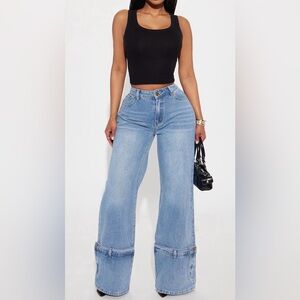 Fashion Nova Light Blue Wide Leg Jeans
